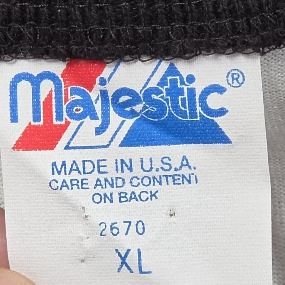 Majestic Vintage Referee Jersey Men's XL Black White Striped USA Made Ref Shirt